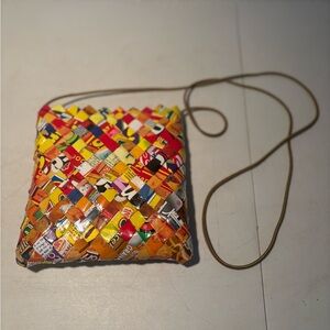 Vintage Handmade Colorful Zig Zag Candy Wrapper Purse/Handbag